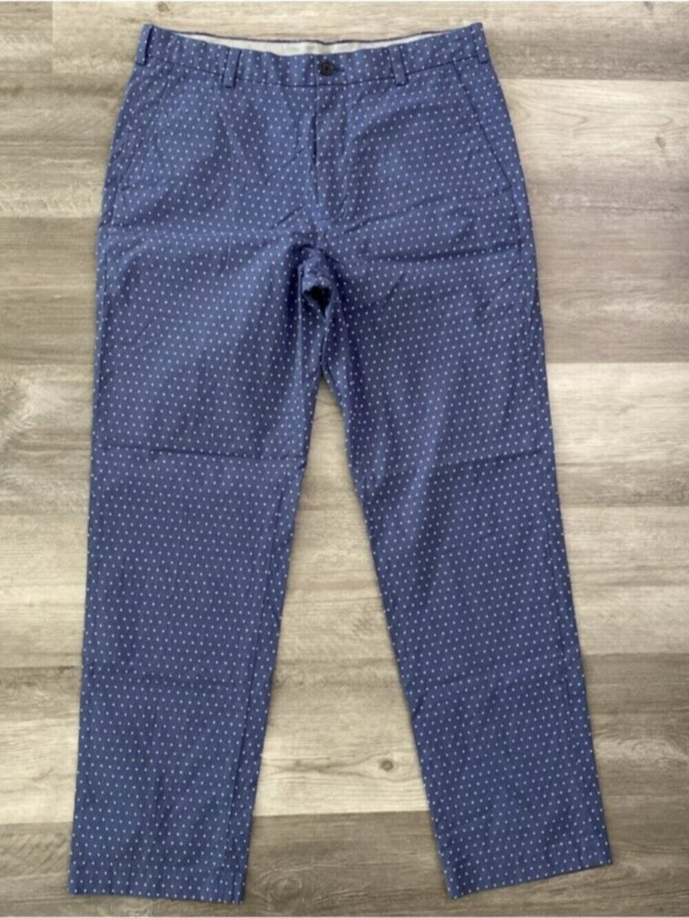 Brooks Brothers Pants Mens 34 x 32 Blue White Clark Chinos Flat Front Cotton